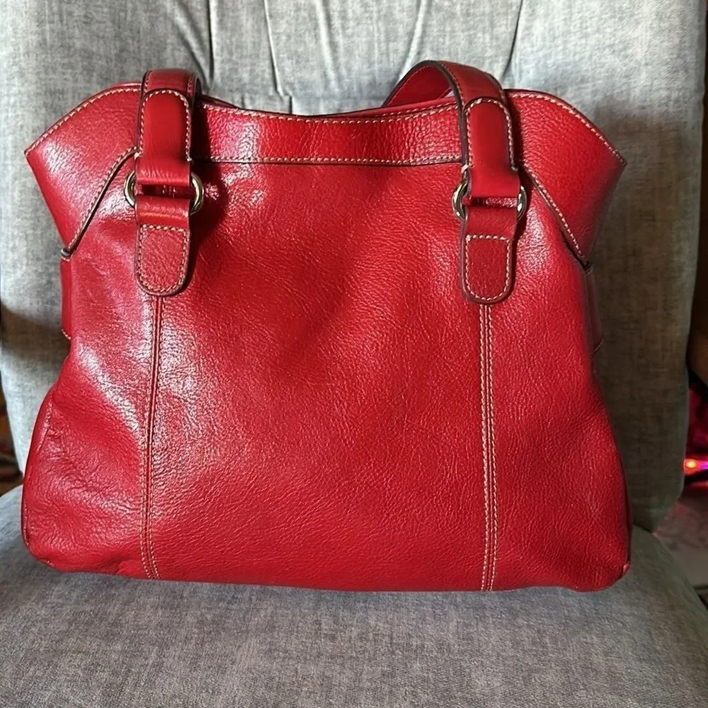 Pelle vintage red leather hobo